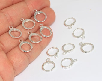 50 Silver Plated Leverback Earrings, Brass Ear Hooks (12x15mm), CMR10