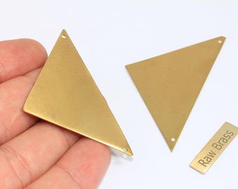 Large Raw Brass Triangle Pendant Charms, 32x60mm, CHK191-2