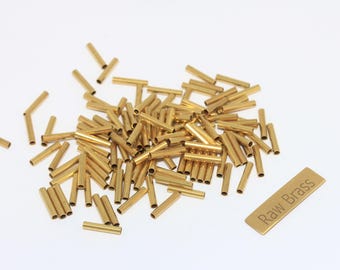 2x10mm Raw Brass Spacer Tubes, Tube Beads, Round Tubes, Spacer Tube Beads, Round Tubes, Gold Plated Beads, Raw Brass Findings, TBR50