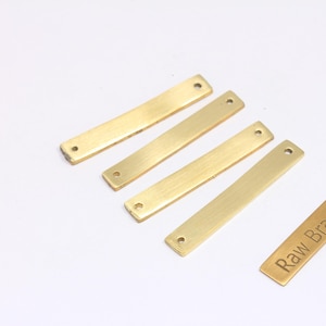 5,5x36mm Raw Brass Nameplate Bar, Rectangle Bar, Personalized Charms, Bar Necklace, Two Hole Bar Charms, Raw Brass Findings, ROSE306