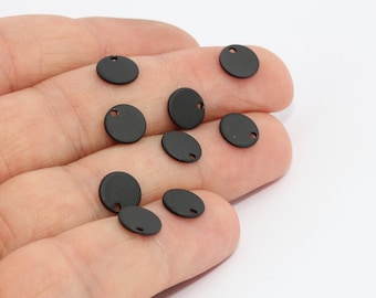 10 Pcs 8mm Black Plated Coins, Coins, Drop Charms, Round Charms, Stamping Blanks, Stamping Tag, Black Plated Findings, VT, MTE618
