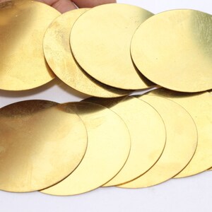 6 Pcs 52 mm Raw Brass Stamping Blank, Brass Disc Charms, Personalized Charms, Round Stamping Tag Without Holes, Raw Brass Findings, AE71
