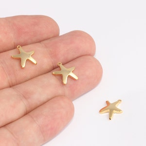 12x13mm 24k Stella marina oro lucido, Ciondoli stella marina, Ciondoli stella marina, Perline stella, Collana estiva Ciondolo, Ciondolo placcato oro, SLM336