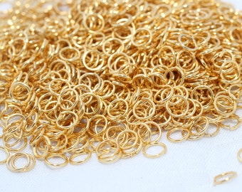 500 24k Gold Plated Jump Rings, 4mm 24 Ga, Jewelry Supplies, TFJ, DOM1