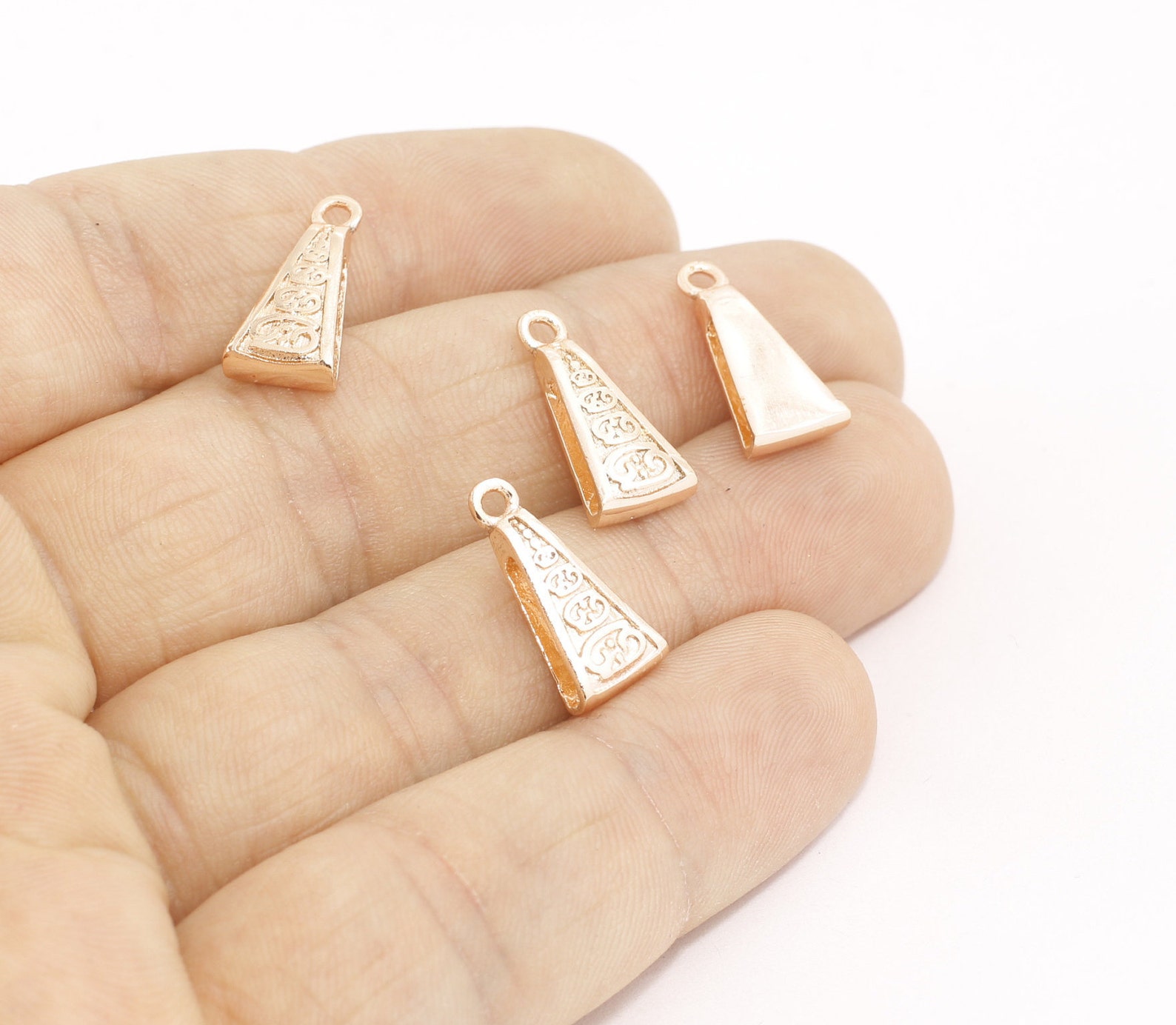 5 Pcs 8x17mm Rose Gold Pendant Bail Pinch Bail Necklace Etsy