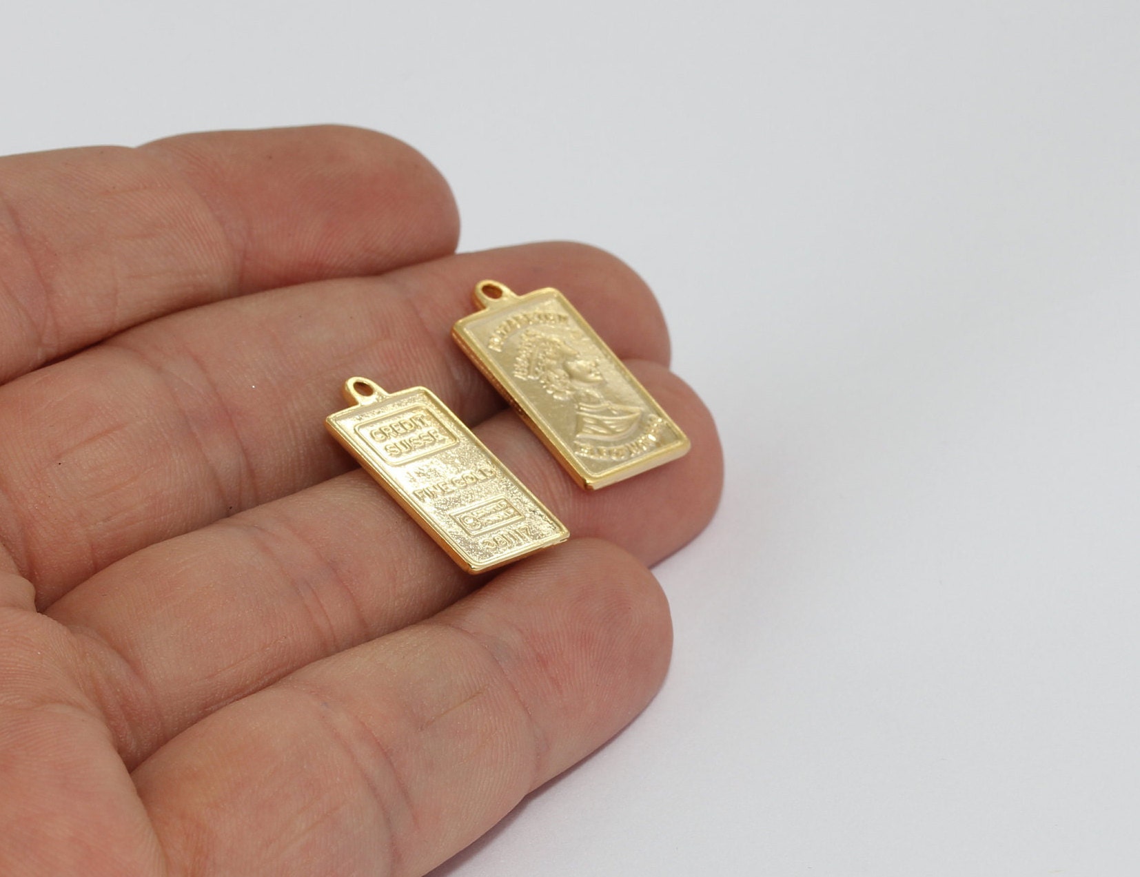 12x22mm 24k Shiny Gold Bar Pendant 