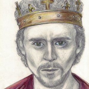 Tom Hiddleston als Shakespeares Henry V Mischtechnik Zeichnung