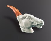 Avon Glass White Horse Cologne Bottle Pipe