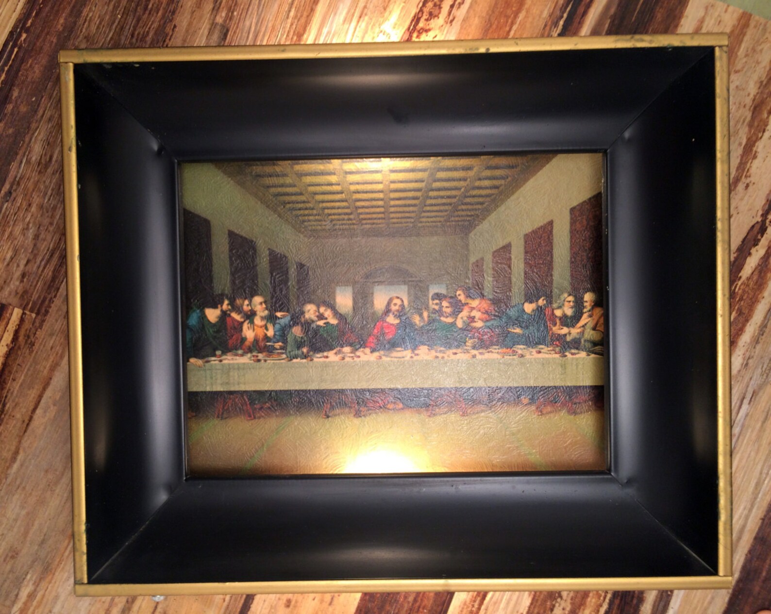 Lighted Oil Painting of Last supper in Metal Frame shadow box Etsy