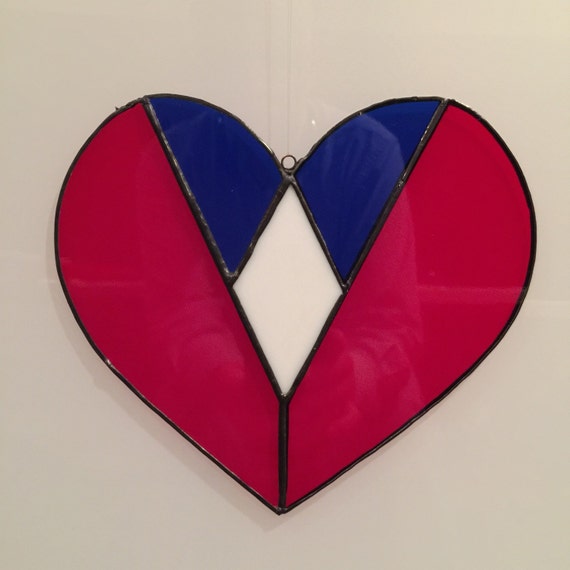 American Heart, Red, White & Blue Heart, Sun Catcher Heart