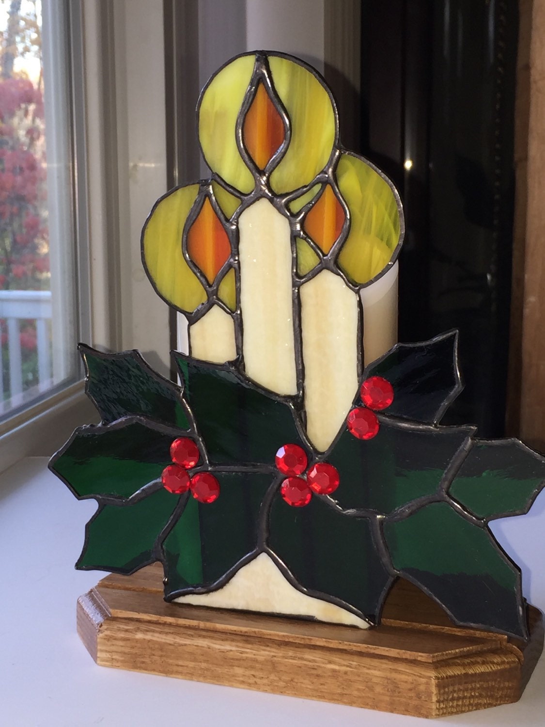 Christmas Candles, Stained glass candes, candle sun catcher