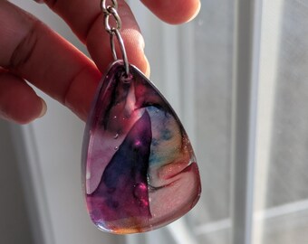 Wildflower~ Keychain with Hand-dyed Silk incased in Resin