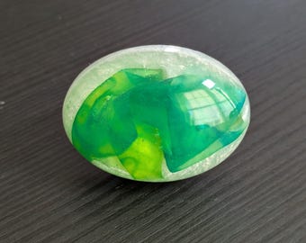Green Forest~ Adjustable Ring with Hand-Dyed Silk Incased in Resin