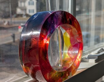 Rainbow Bliss~ Propagation Station with Hand-dyed Silk incased in Resin