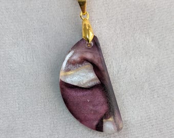 Purple Topaz~ Pendant Necklace with Hand-Dyed Silk Incased in Resin
