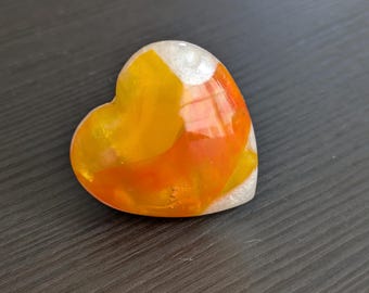 Heart of Flames~ Adjustable Ring with Hand-Dyed Silk Incased in Resin