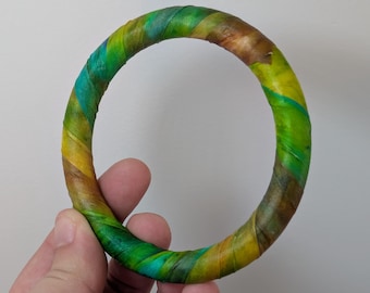 Springtime Lily~ Silk Wrapped Bangle Bracelet