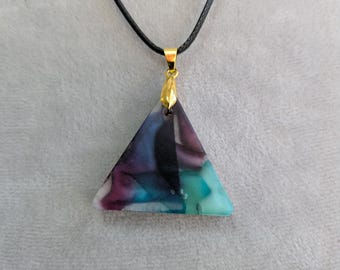 Mulberry Currents~ Pendant Necklace with Hand-Dyed Silk Incased in Resin