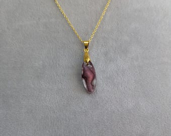 Paradise Rose~ Pendant Necklace with Hand-Dyed Silk Incased in Resin