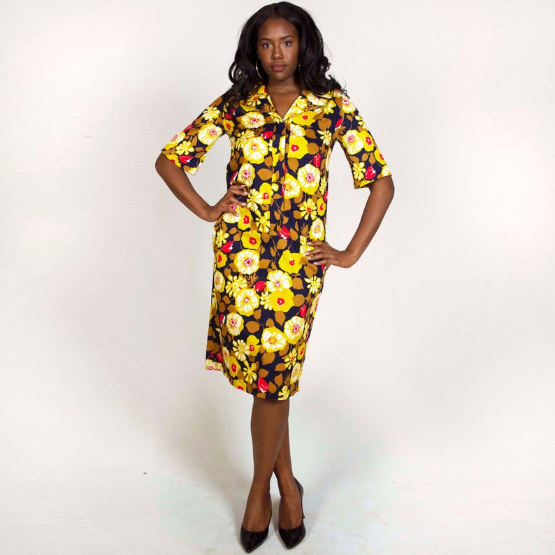 yellow navy dress