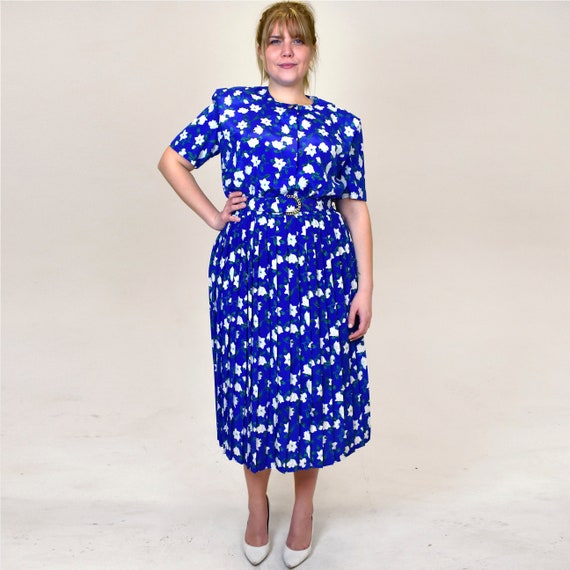 bright blue floral dress