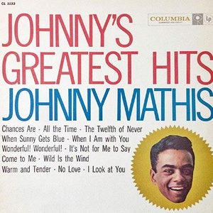 Johnny Mathis Johnny&#39;s Greatest Hits 1962 Columbia Records Vintage Vinyl LP Wax Record 60s Pop - Donate to Black Lives Matter