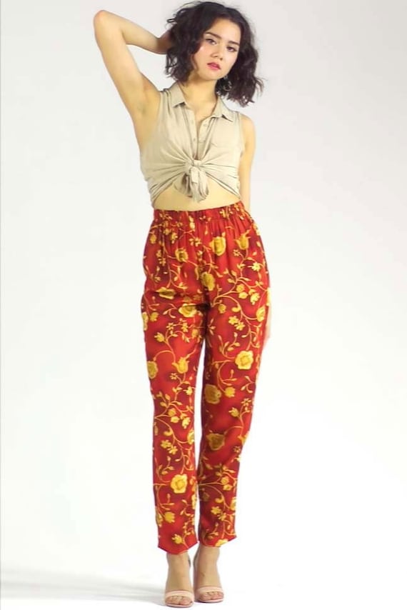 gold high waisted pants