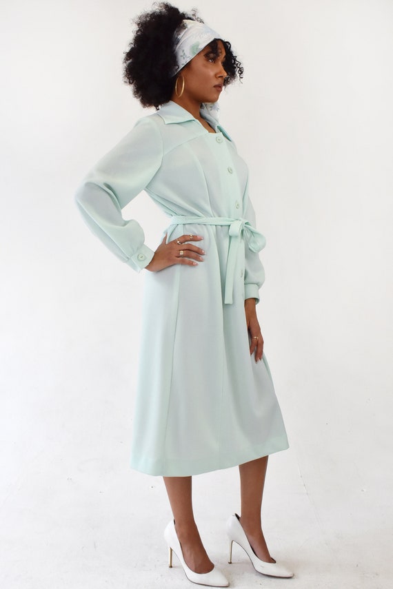 Vintage Midi Shirt Wrap Dress Button Down Collare… - image 4