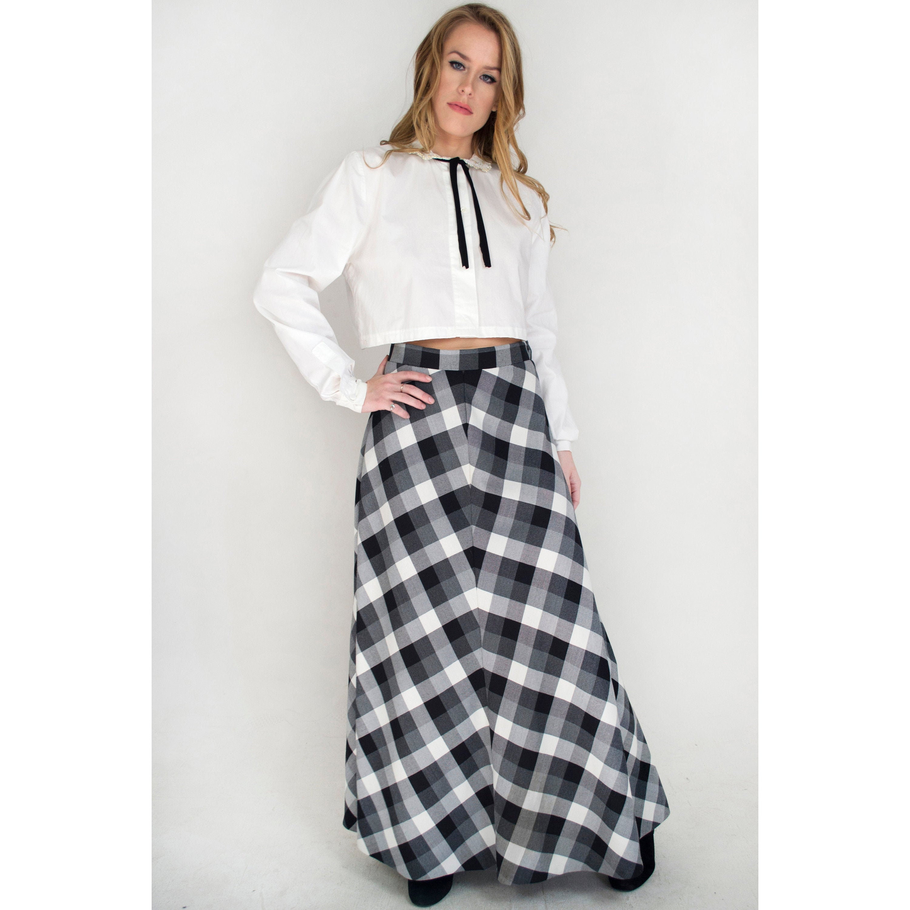 Buffalo plaid top maxi skirt