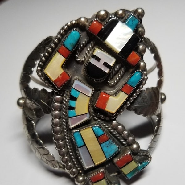 Amazing Zuni Rainbow Man Sterling Cuff Bracelet-Museum Quality-Free Gift