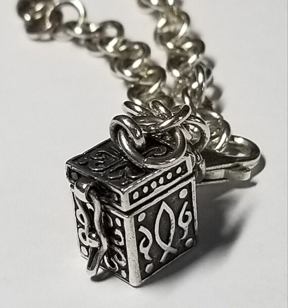 Sterling Silver Prayer Box Charm Bracelet925 Etsy
