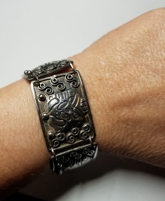 Bernice Goodspeed Sterling Panel Bracelet-1950's Taxco
