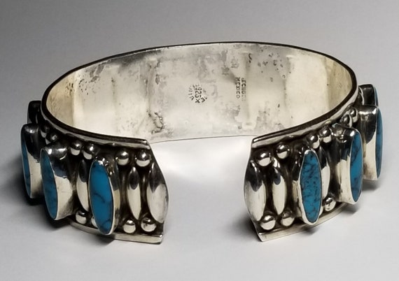 Estate Vintage Turquoise and Sterling Mexican Cuf… - image 3