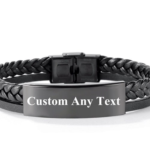 Custom Engraved Bracelet for Men Leather Bracelet for Dad Gift Etsy UK