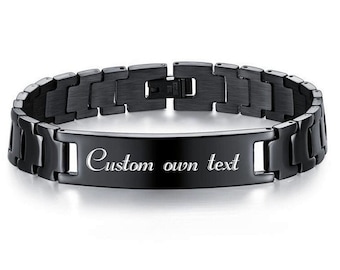 Gepersonaliseerde roestvrijstalen gegraveerde armband, aangepaste herenarmband, gegraveerde armband aanpassen, herenarmband. Aangepaste schakelarmbandcadeaus