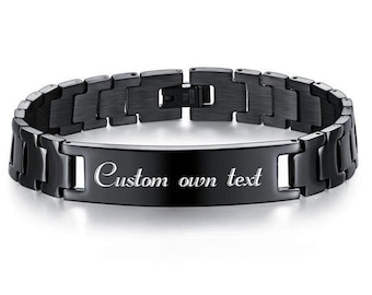 Personalized Stainless Steel Engraved Bracelet, Custom Men Bracelet, Customize Engraved Bracelet, Men's Bracelet. Custom Link Bracelet