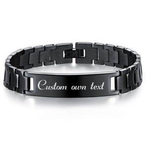 Gepersonaliseerde roestvrijstalen gegraveerde armband, aangepaste herenarmband, gegraveerde armband aanpassen, herenarmband. Aangepaste schakelarmbandcadeaus