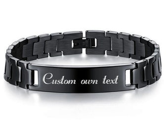 Personalisiertes Edelstahlarmband mit Gravur, individuelles Herrenarmband, Passen Sie das Armband mit Gravur an. Benutzerdefinierte Link Armband Geschenke