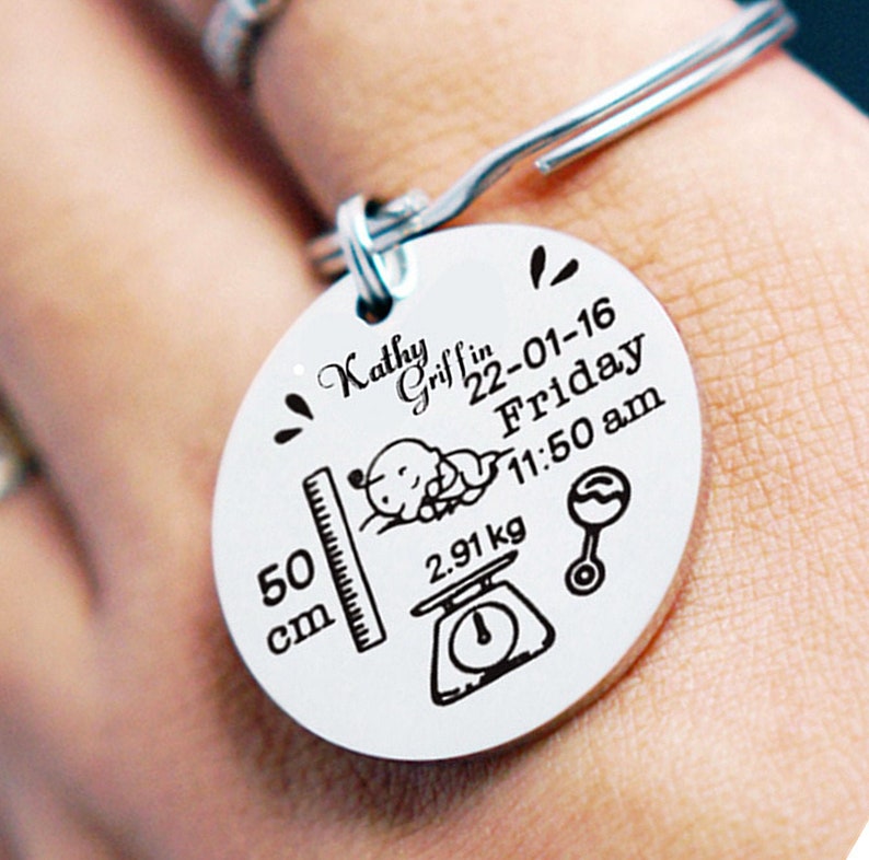 Gift for 1st Birthday Custom Newborn Baby keyring Infant gift Newborn Baby Key chain Personalized Newborn Baby Keychain Infant key ring
