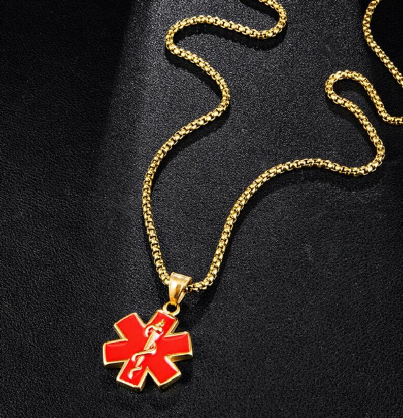 Custom Medical ID Necklace Engraved Medical Alert Necklace Etsy