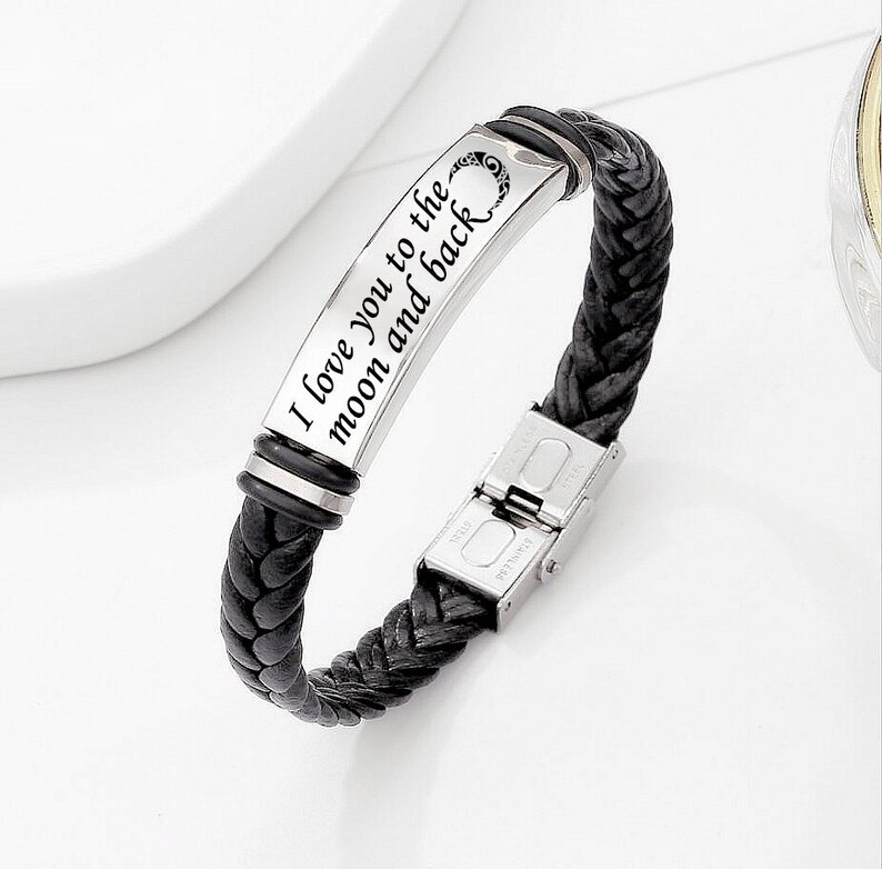 Custom Leather Engraved Bracelet Personalized Engraved Etsy