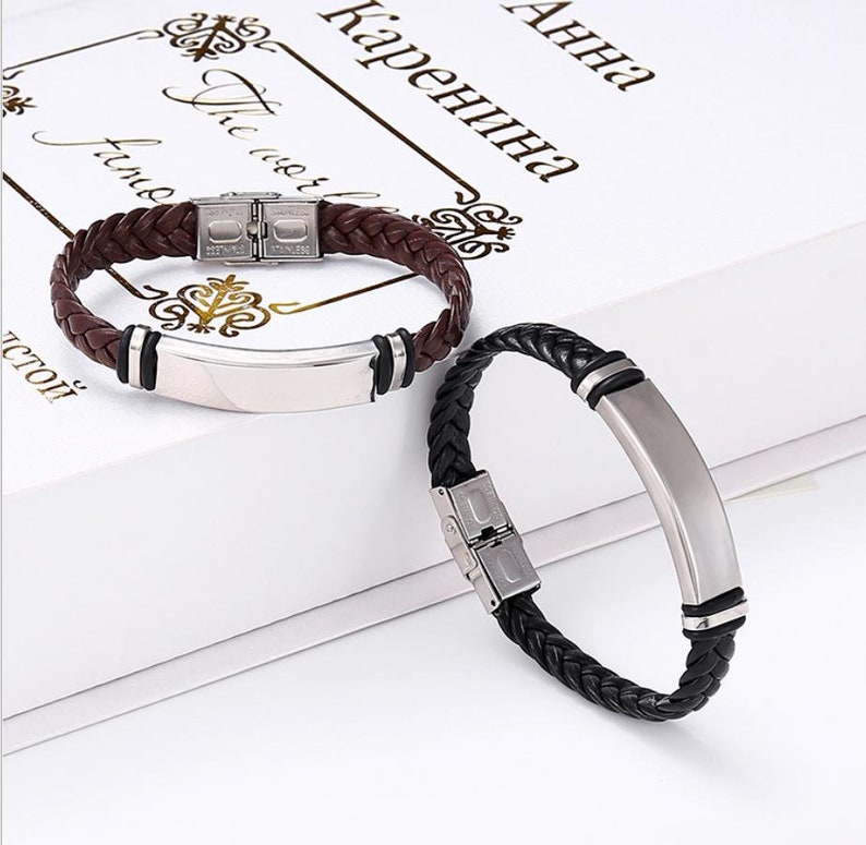 Personalized Leather Bracelet Custom Engraved Bracelet Etsy