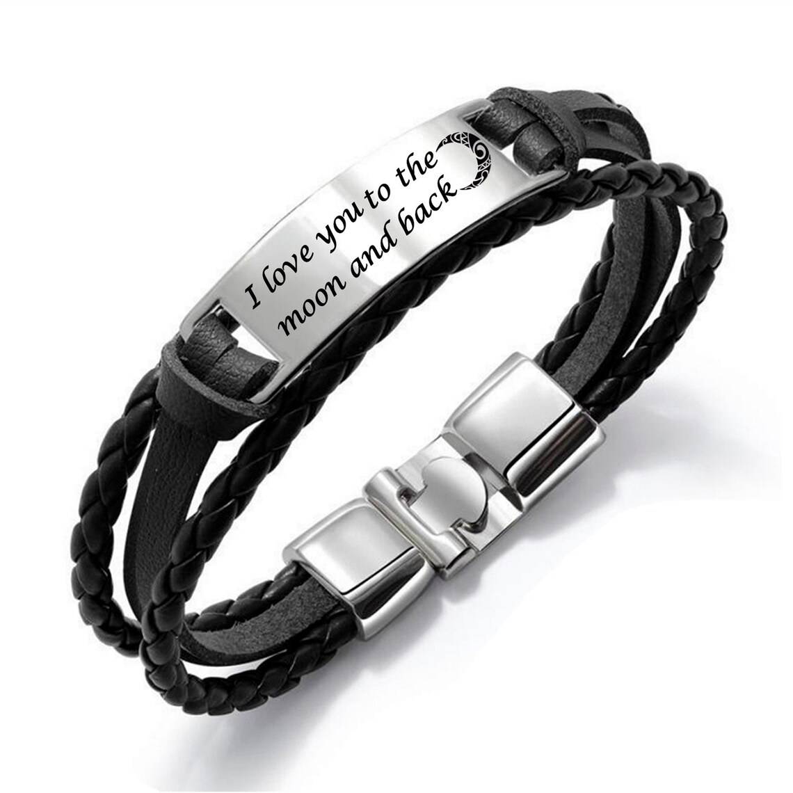 Personalized Leather Engraved Bracelet Braided Leather Etsy