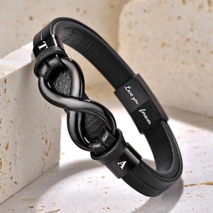 Infinity Bracelet,Custom Infinity Bracelet, Bracelet for Men,Engraved Initial Bracelet,Couples Bracelet. Unisex Bangle Gifts,Men's Bracelet