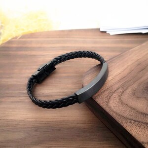 Custom Personalized Engraved Leather Bracelet, Custom Leather Woven Bracelet, Personalized Men's Bracelet. Braided Leather Bracelet Gifts image 6