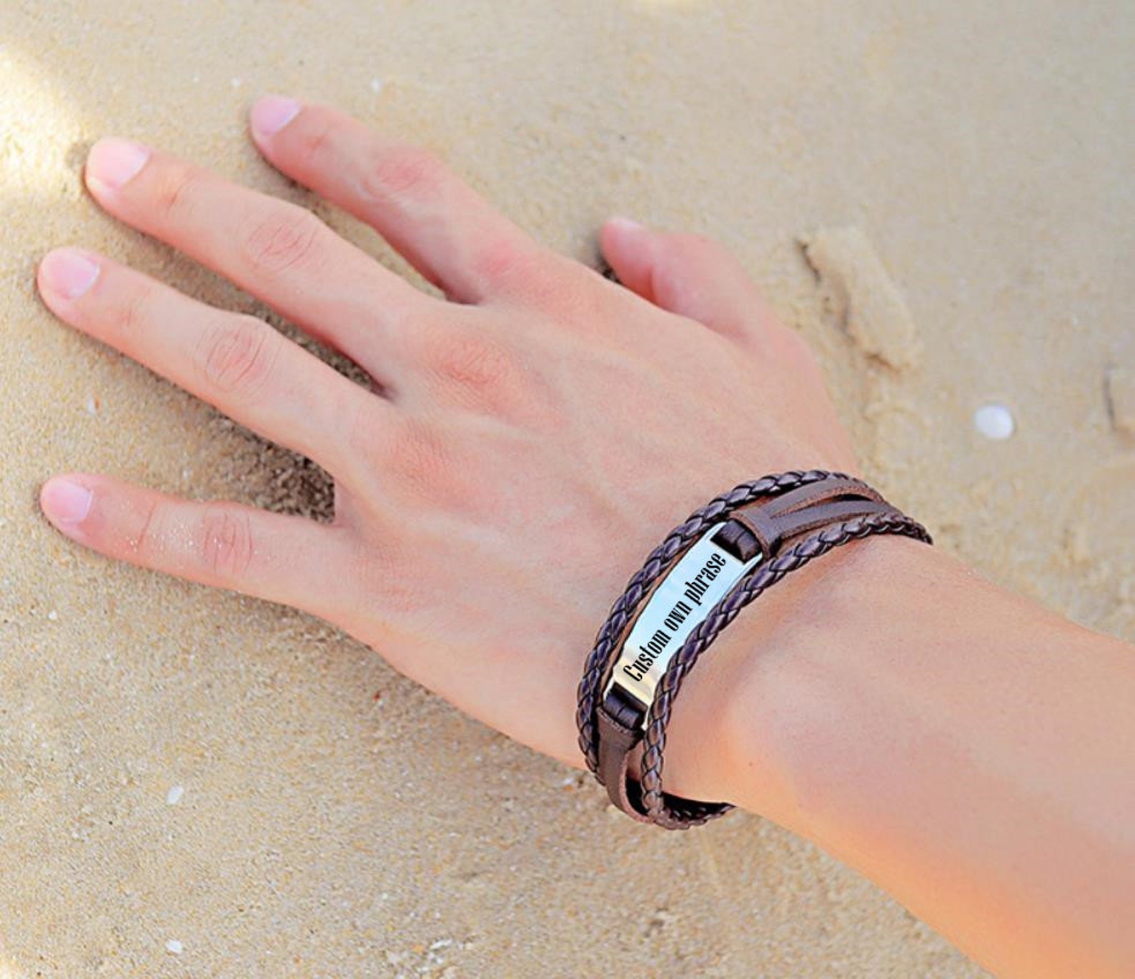 Custom Personalized Leather Bracelet Braided Leather Etsy