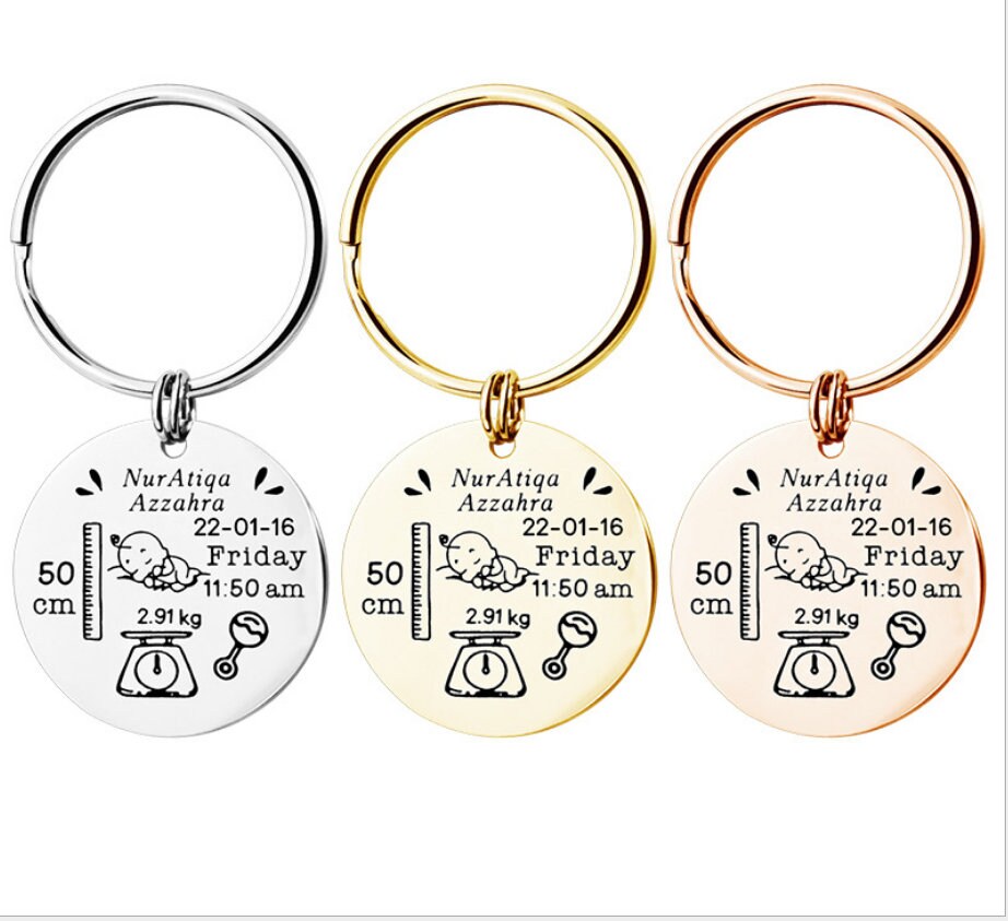 Custom Newborn Baby Key Chain Newborn Baby Keychain Newborn Etsy