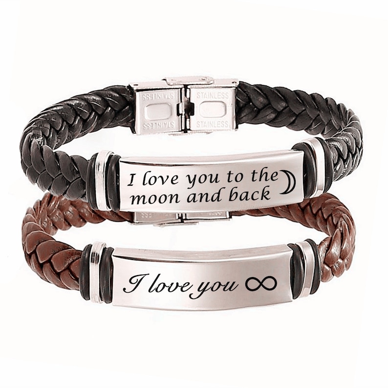 Custom Leather Engraved Bracelet Personalized Engraved Etsy