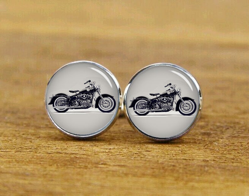 Motorcycle Cufflinks Personalized Cufflinks Custom Wedding Cufflinks Square Cufflinks Round Tie Clips Cusotm Motorcycle Photo or Set
