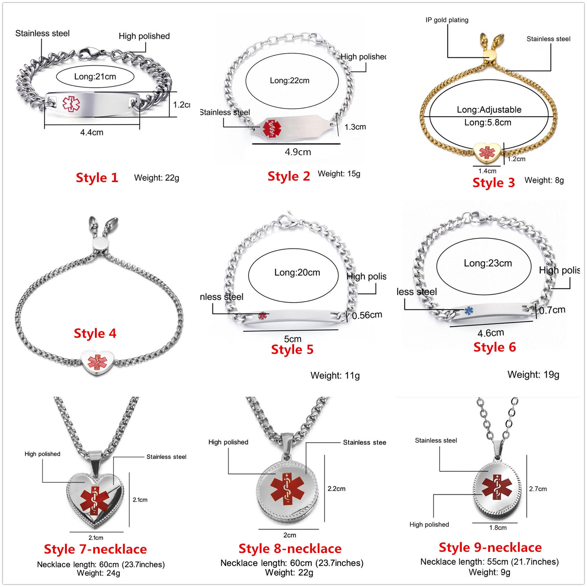 Personalized Medical ID Bracelets Custom Medical Emergency Etsy